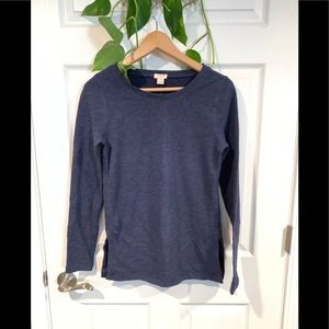 JCrew navy long sleeve tunic with split sides